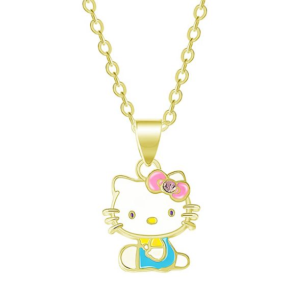 Sanrio Hello Kitty Yellow Gold Plated Crystal Face Jewelry Ring - Size 7