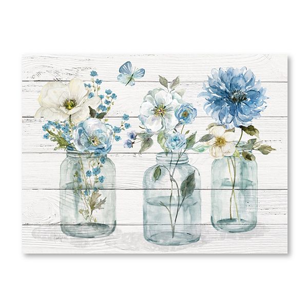 COURTSIDE MARKET Country Blue Mason Jar Canvas Wall Art