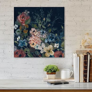 COURTSIDE MARKET Vintage Navy Blossoms Canvas Wall Art
