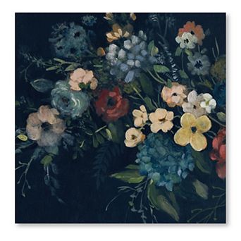 COURTSIDE MARKET Vintage Navy Flower Canvas Wall Art