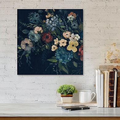 COURTSIDE MARKET Vintage Navy Flower Canvas Wall Art