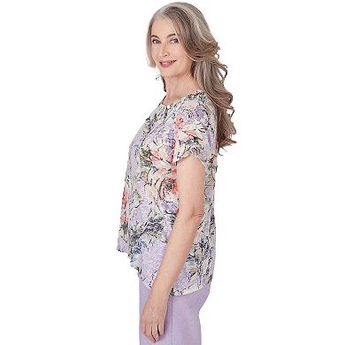 Petite Alfred Dunner Floral Short Sleeve Top