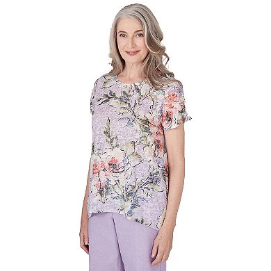 Petite Alfred Dunner Floral Short Sleeve Top