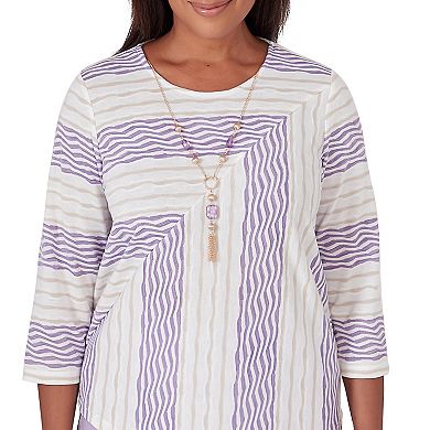 Petite Alfred Dunner Spliced Stripe Texture Top