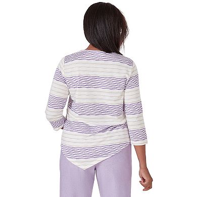 Petite Alfred Dunner Spliced Stripe Texture Top