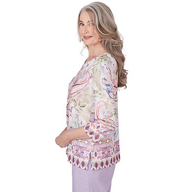 Petite Alfred Dunner Paisley Floral Border Top