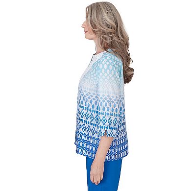 Petite Alfred Dunner Ombre Diamond Print Tunic