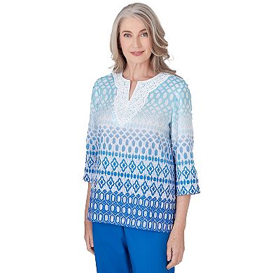 Petite Alfred Dunner Ombre Diamond Print Tunic