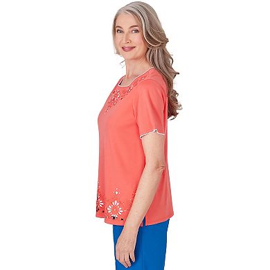 Petite Alfred Dunner Beach Medallion Cut Out Top