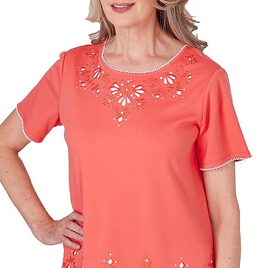 Petite Alfred Dunner Beach Medallion Cut Out Top
