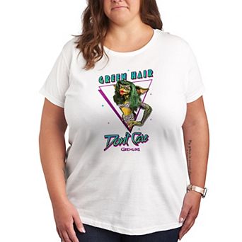 Plus Size Gremlins Green Hair Don't Care Graphic Tee