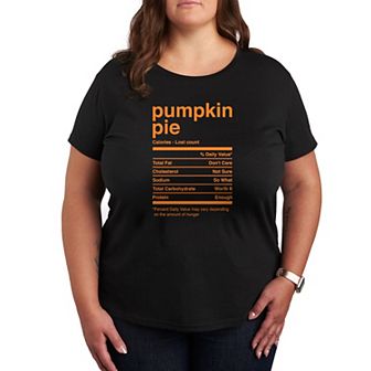Plus Size Thanksgiving Pumpkin Pie Nutritional Facts Graphic Tee