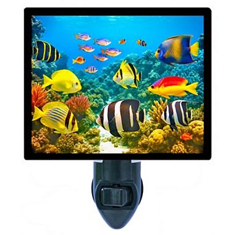 Sea Symphony 1 Night Light Colorful Tropical Ocean Fish Coastal Beach Decor Lamp + Free Insert