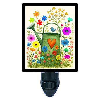 Heart of the Garden Night Light Floral Watering Can Spring Home Decor Lamp + Free Insert