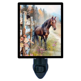 Horse Scenery Night Light Rustic Farm Countryside Western Decor Lamp + Free Insert
