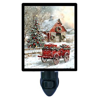 Holiday Barn Night Light Christmas Farmhouse Winter Seasonal Decor Lamp + Free Insert