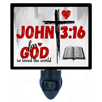 John 3:16 Night Light Christian Bible Verse Religious Home Decor Lamp + Free Insert