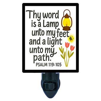 Thy Word Is a Lamp Night Light Psalm 119:105 Bible Verse with Lantern, Flowers & Firefly + Insert