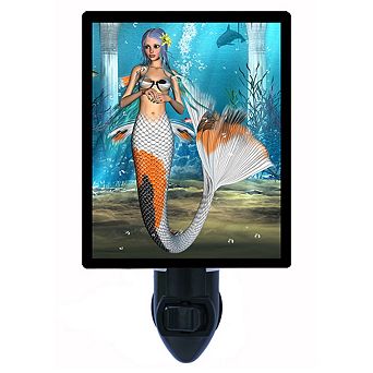 Orange Mermaid. Fantasy Decorative Photo Night Light.