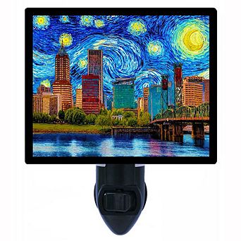 Portland Starry Night. Van Gogh Decorative Photo Night Light.