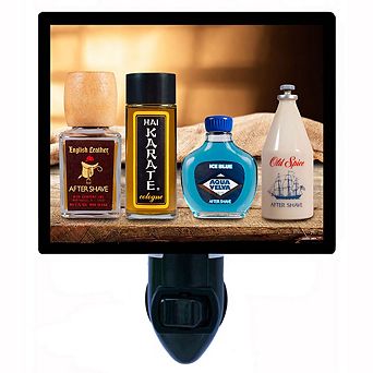 Vintage Drug Store Colognes. Bathroom Decorative Photo Night Light.