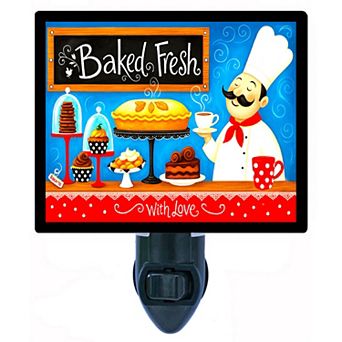Baked Fresh With Love Night Light Chef, Cupcakes, and Pie Kitchen Decor + Free Insert