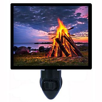 Evening Bonfire. Decorative Photo Night Light.
