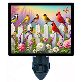 Birds in Blooms Colorful Songbird Night Light Garden Floral Décor Plug In with Free Insert