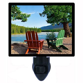 Beautiful View. Adirondack Chairs Decorative Photo Night Light.