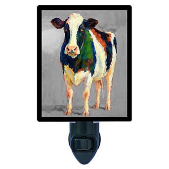 Cow Colorful Farmhouse Night Light Animal Art Plug In with Free Switchable Insert