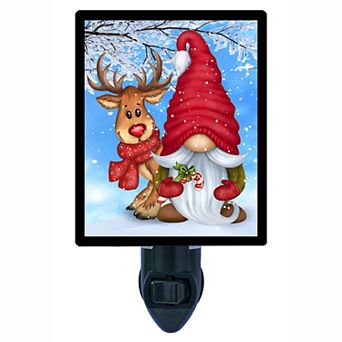 Gnome Decorative Photo Night Light. Reindeer Gnome.