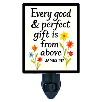 Every Good and Perfect Gift Night Light James 1:17 Bible Verse with Flowers + Free Insert
