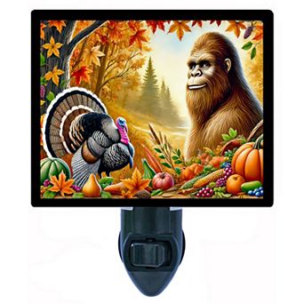 Bigfoot November Thanksgiving Turkey Night Light Fall Harvest Plug In with Free Insert