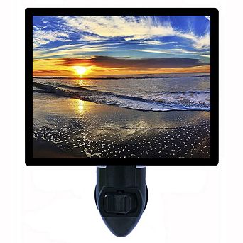 Tropical Decorative Photo Night Light. Free Switchable Insert. Ocean Sunset