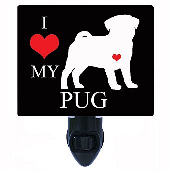 I Heart My Pug. Dog Decorative Photo Night Light.