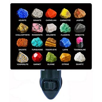 Rocks Night Light Colorful Gemstone Mineral Geology Educational Decor Lamp + Free Insert