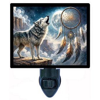 Spirit of the Mesa Night Light Wolf Dreamcatcher Southwest Decor Lamp + Free Insert