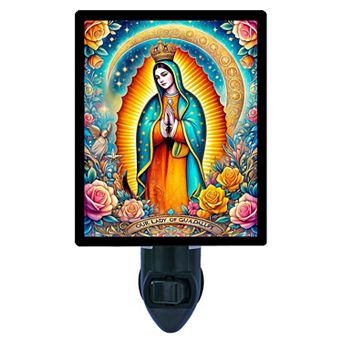 Guadalupe and Roses Night Light Our Lady of Guadalupe Religious Lamp + Free Insert