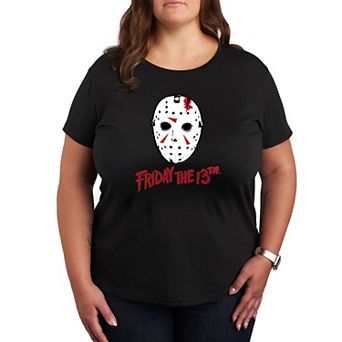 Plus Size Friday The 13th Mask And Logo Graphic Tee
