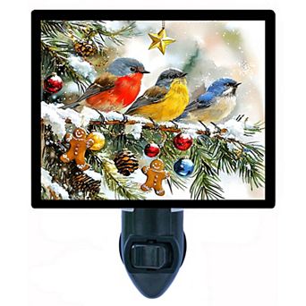 Holiday Winter Birds Night Light Christmas Songbird Seasonal Decor Lamp + Free Insert