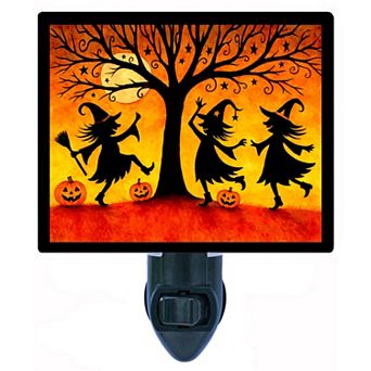 Dance Under the Moon Halloween Witches & Pumpkins Night Light with Free Insert