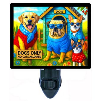 Dogs Only Club Funny Dog Night Light Pet Lovers Plug In with Free Switchable Insert