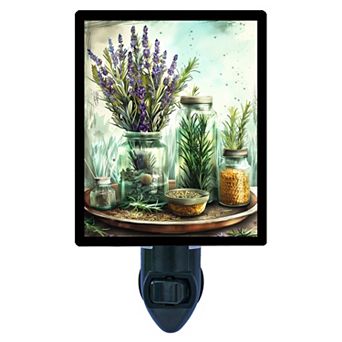 Kitchen Herbs Night Light Lavender Rosemary Culinary Home Decor Lamp + Free Insert