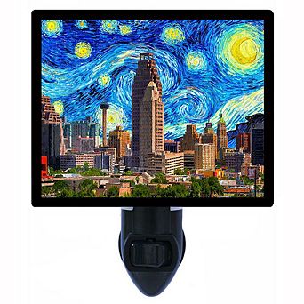 San Antonio Starry Night. Van Gogh Decorative Photo Night Light.