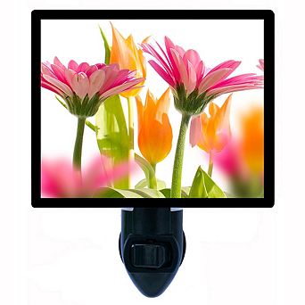 Colorful Spring Flowers. Flower Decorative Photo Night Light.