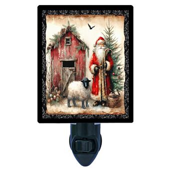 Shepherd Santa Night Light Rustic Christmas Holiday Home Decor Lamp + Free Insert
