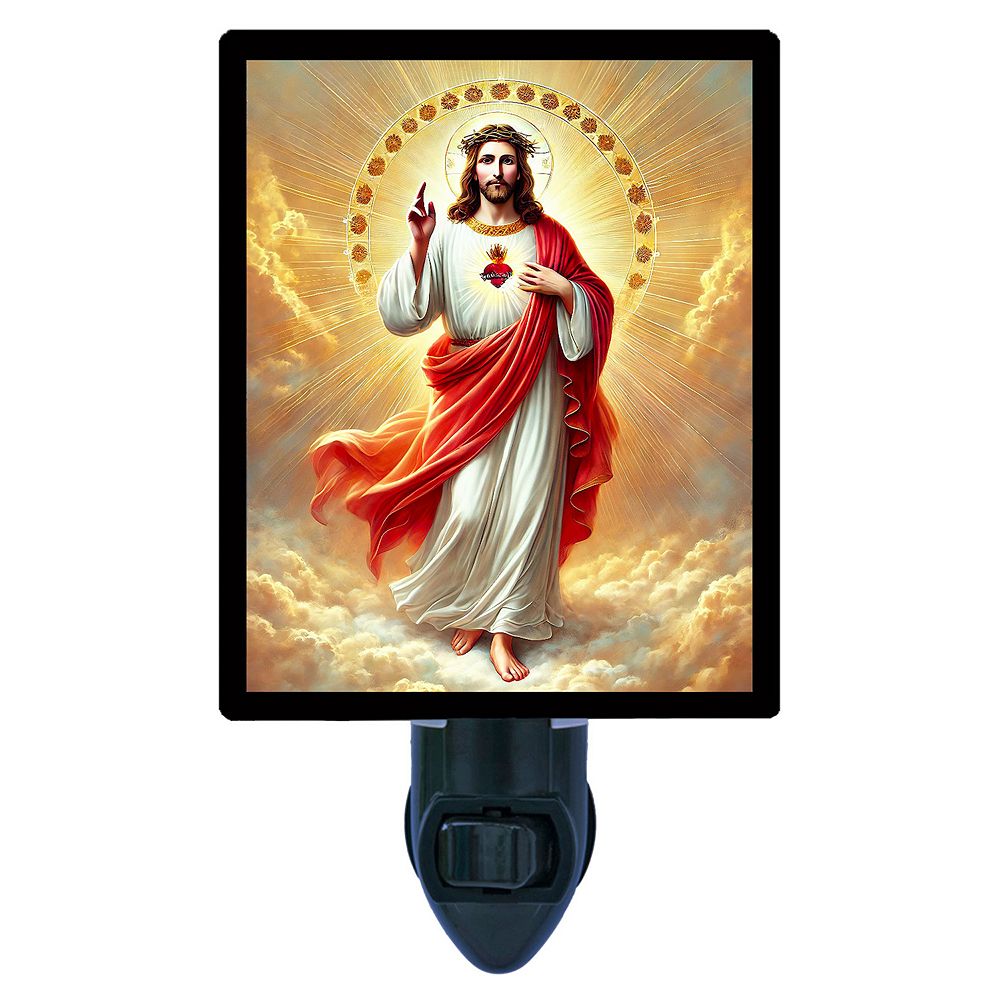 Jesus Christ Prayer Night Light – Catholic Table Lamp For Faith, Peace & Spiritual Comfort – Religious Decor For Bedroom, Bathroom, Mantel (Beige)