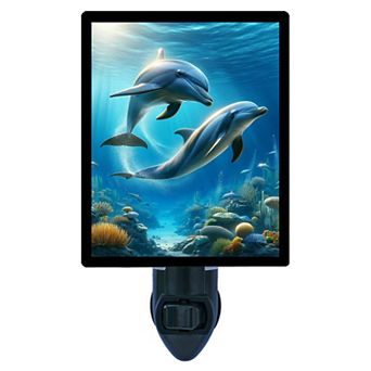 Aquatic Ballet Dolphin Tropical Night Light Underwater Sea Life Plug In with Free Insert