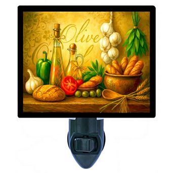 Bread and Oil Mediterranean Kitchen Night Light Rustic Food Décor Plug In with Free Insert
