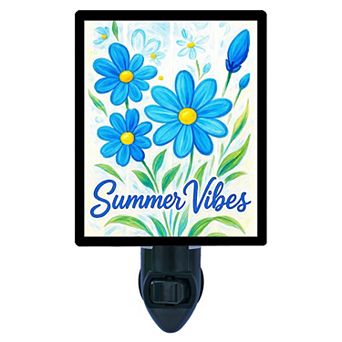 Summer Vibes Night Light Blue Daisy Floral Home Lighting Decor + Free Insert